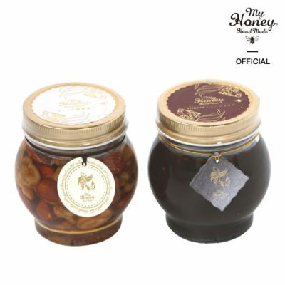 ナッツの蜂蜜漬けL(200g)&アカシア蜂蜜チューブ300gセット/ 麻紐ギフト