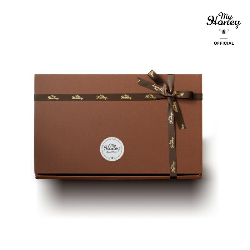 ブラウンギフトボックス × MYHONEYロゴ入りリボン仕様 手提げ袋付き【3